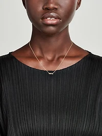 14K Gold Diamond Multifaceted Mini Bar Necklace