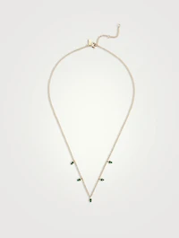 14K Gold Emerald Five Teardrop Choker Necklace