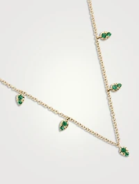 14K Gold Emerald Five Teardrop Choker Necklace