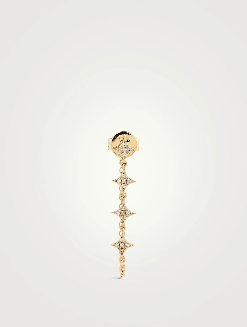 14K Gold Triple Prong Set Diamond Earring