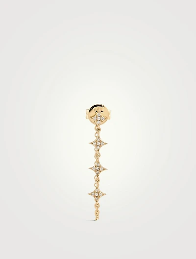 14K Gold Triple Prong Set Diamond Earring