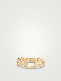 14K Gold Graduated Chain Ring With Diamonds