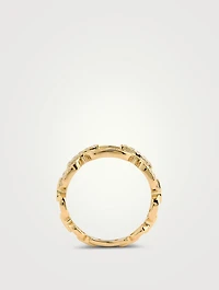 14K Gold Graduated Chain Ring With Diamonds