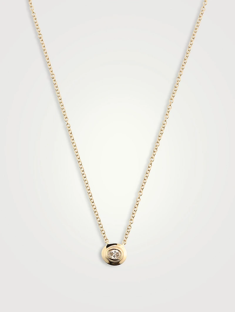 14K Gold Oval Diamond Necklace