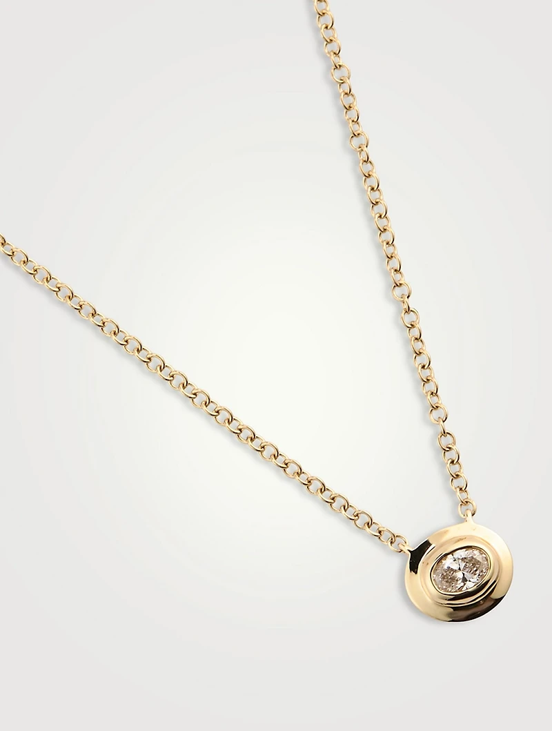 14K Gold Oval Diamond Necklace