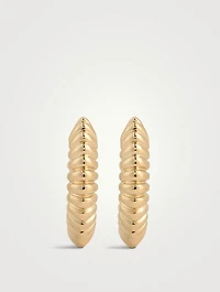 1K Gold Fluted Knife Edge Huggie Hoop Earrings