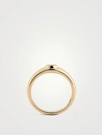 14K Gold Oval Diamond Signet Ring