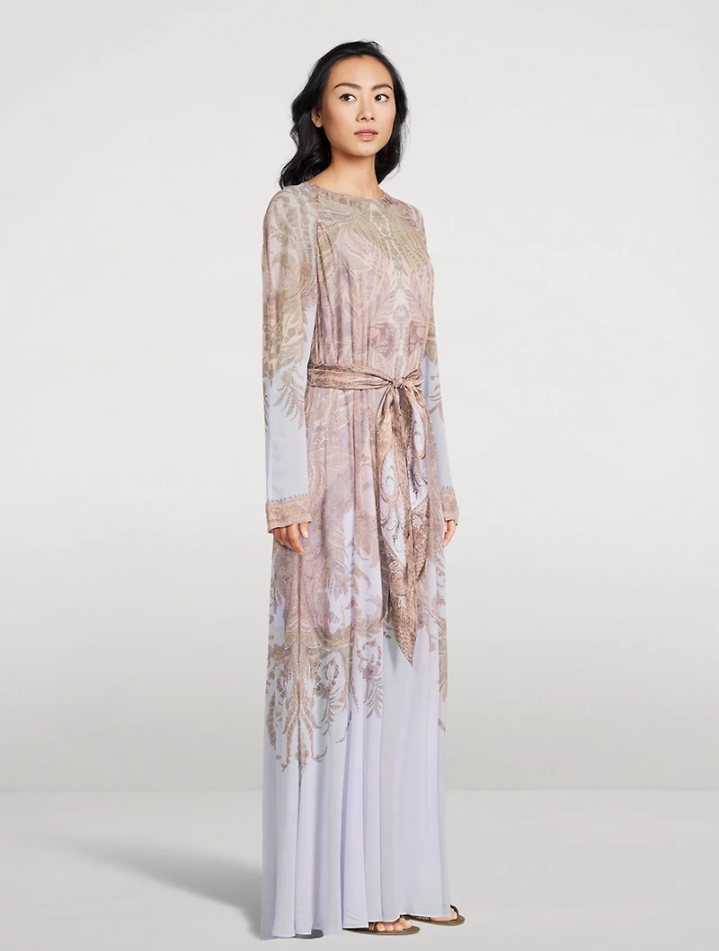 Hypnotic Belted Maxi Dress Paisley Print