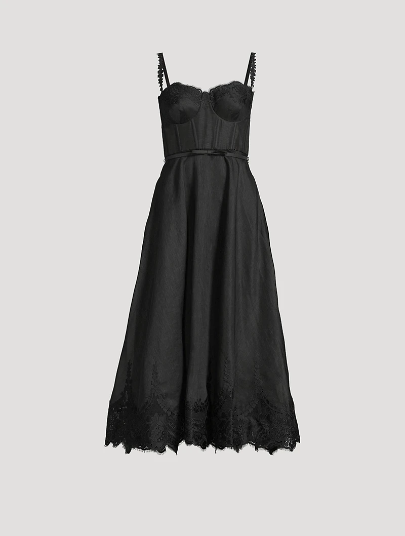 Hypnotic Lace-Trimmed Midi Dress