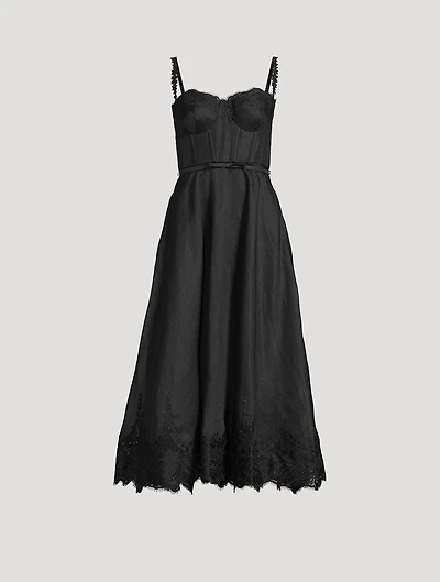 Hypnotic Lace-Trimmed Midi Dress