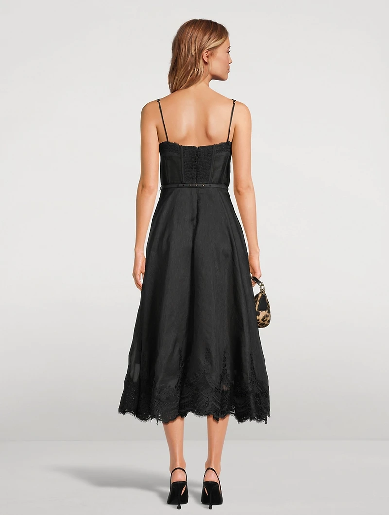 Hypnotic Lace-Trimmed Midi Dress