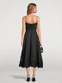Hypnotic Lace-Trimmed Midi Dress