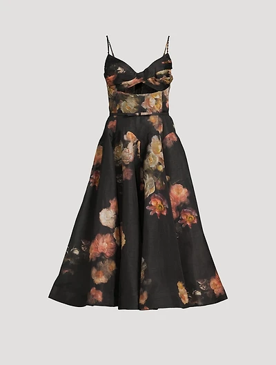 Hypnotic Twist-Front Midi Dress Floral Print