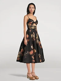 Hypnotic Twist-Front Midi Dress Floral Print