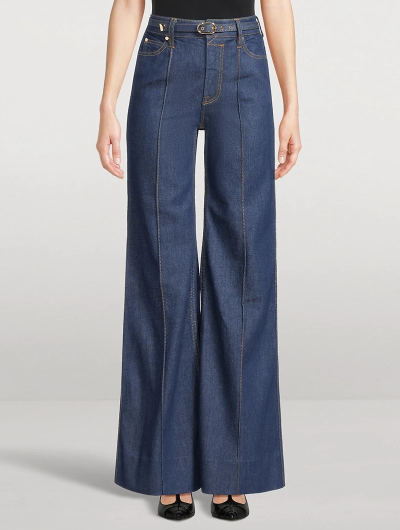 Belted Wide-Leg Jeans