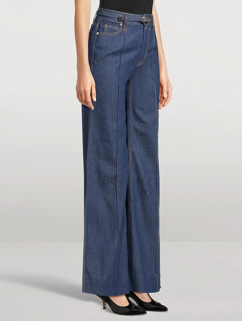 Belted Wide-Leg Jeans