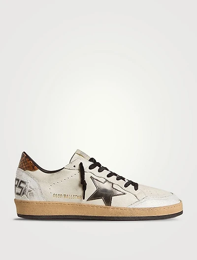 Ball Star Leather Sneakers With Printed Heel