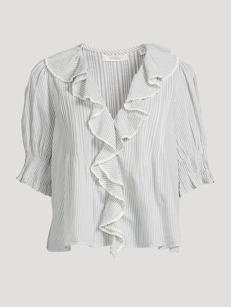 Henri Eyelet Voile Blouse Stripe Print