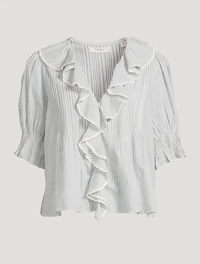 Henri Eyelet Voile Blouse Stripe Print