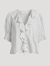 Henri Eyelet Voile Blouse Stripe Print