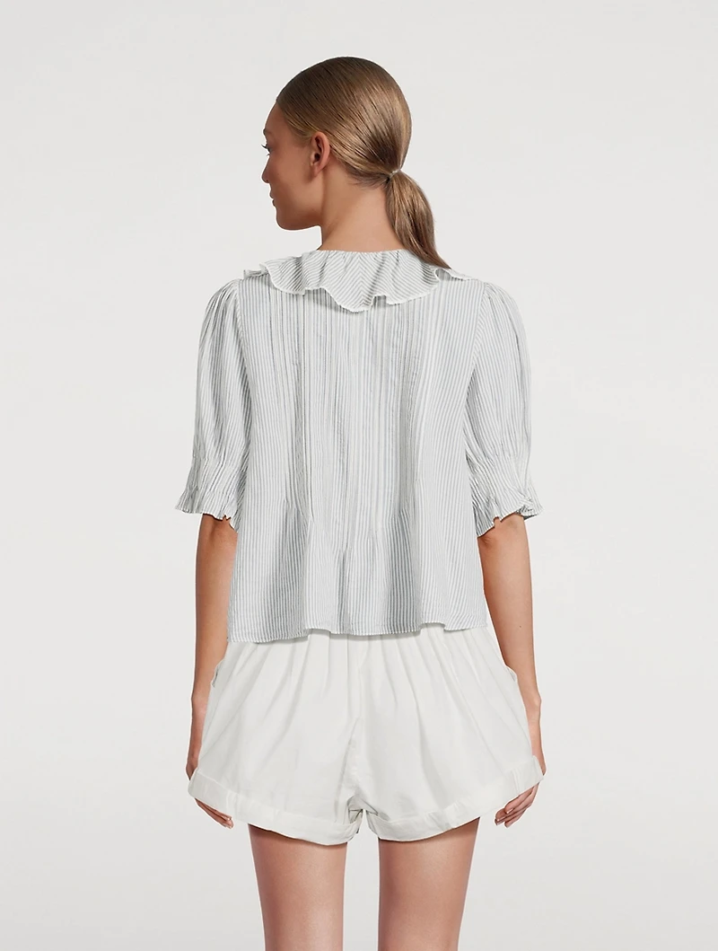 Henri Eyelet Voile Blouse Stripe Print