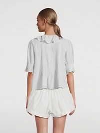 Henri Eyelet Voile Blouse Stripe Print