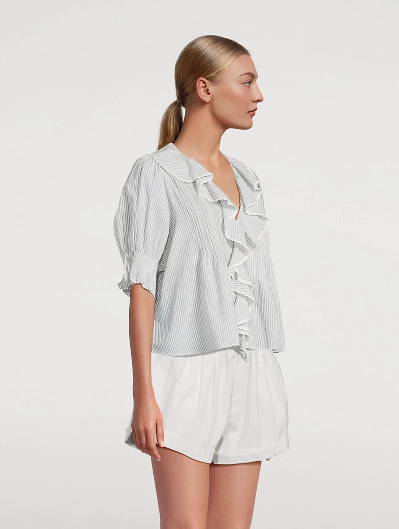 Henri Eyelet Voile Blouse Stripe Print