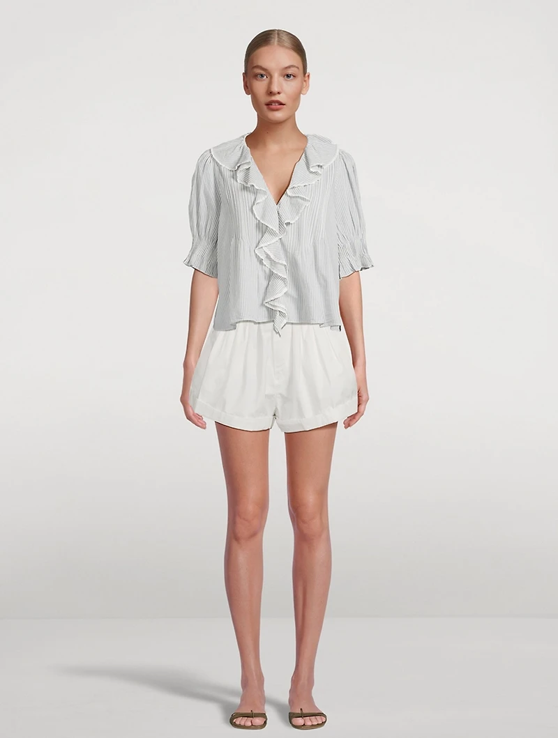 Henri Eyelet Voile Blouse Stripe Print
