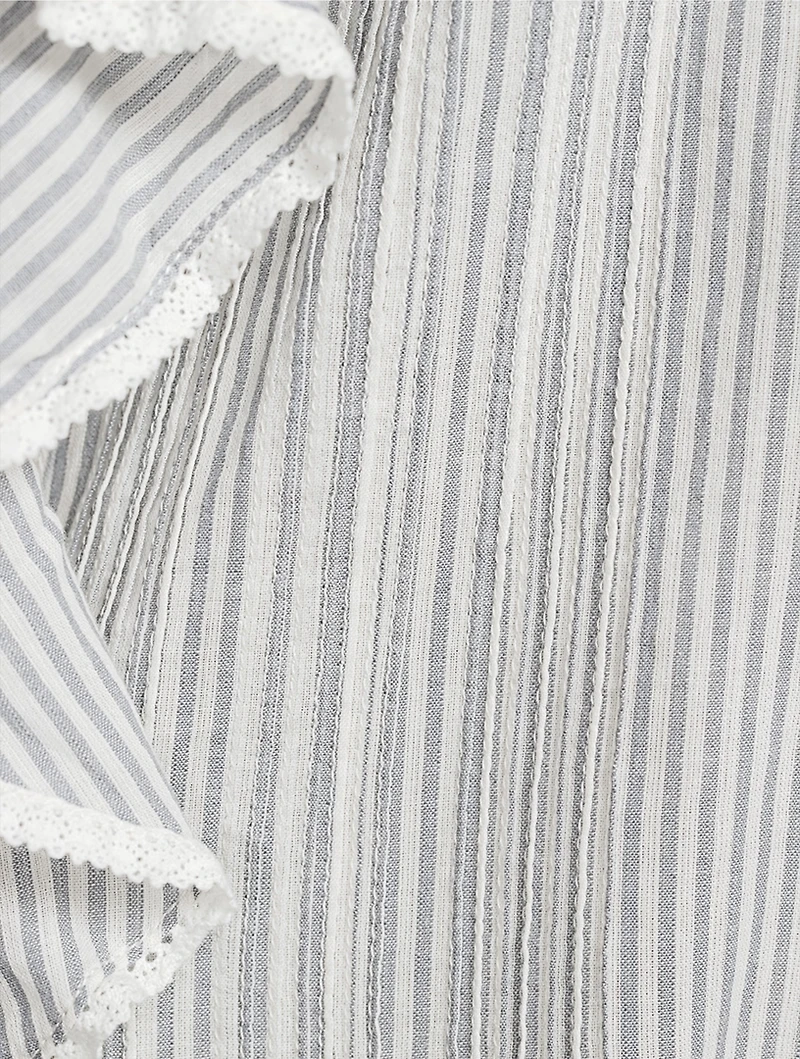 Henri Eyelet Voile Blouse Stripe Print