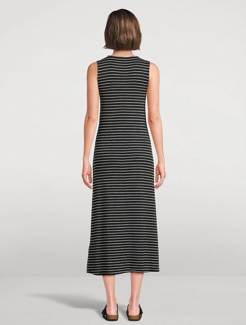 Striped Knit Button-Front Dress