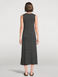 Striped Knit Button-Front Dress