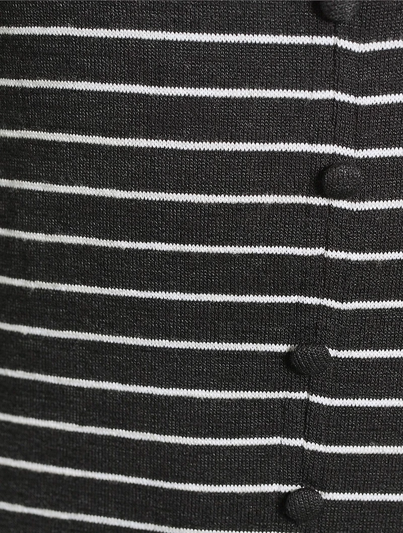 Striped Knit Button-Front Dress