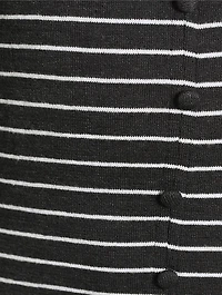Striped Knit Button-Front Dress