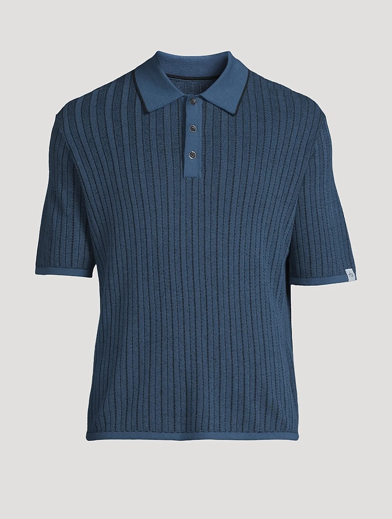 Harvey Striped Knit Polo Shirt