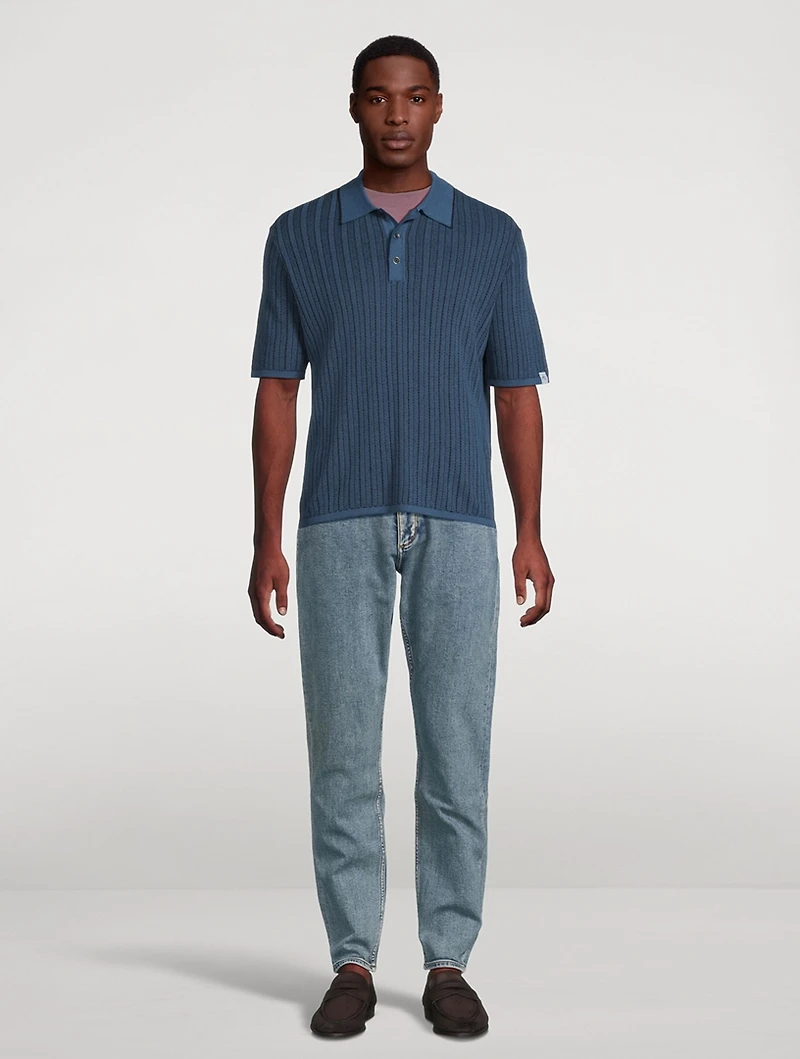 Harvey Striped Knit Polo Shirt