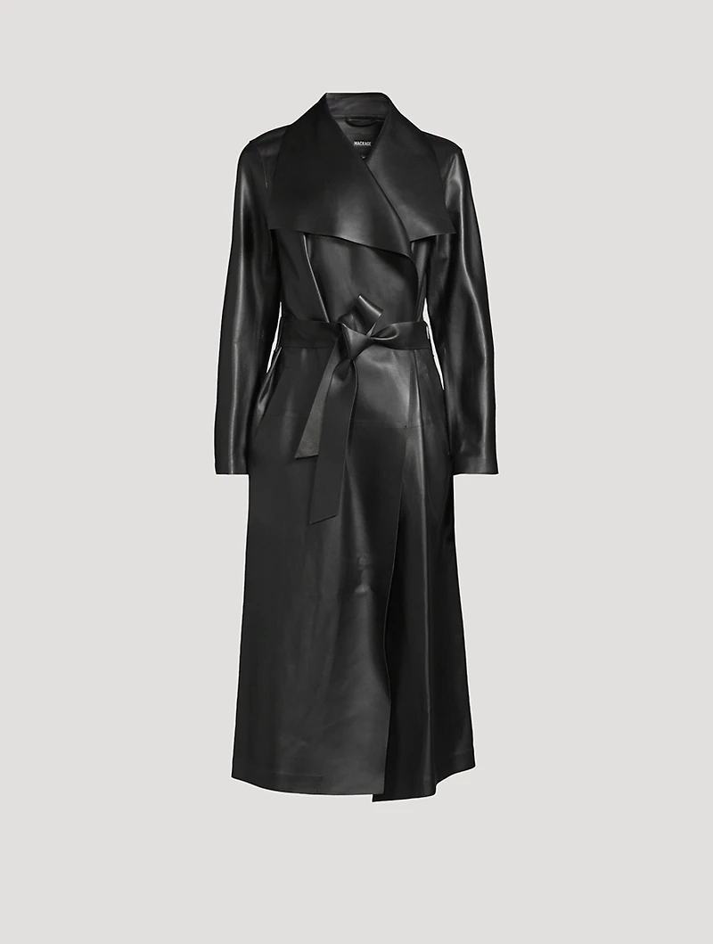 Mai Belted Leather Wrap Coat