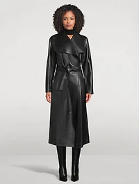 Mai Belted Leather Wrap Coat