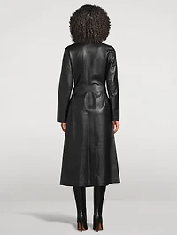 Mai Belted Leather Wrap Coat