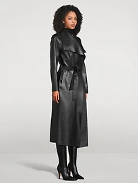 Mai Belted Leather Wrap Coat