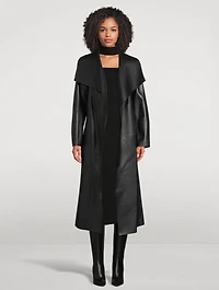 Mai Belted Leather Wrap Coat