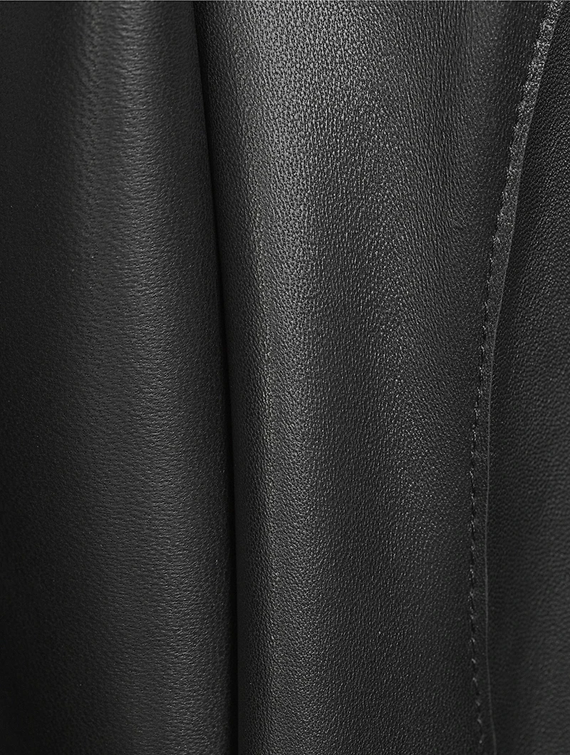 Mai Belted Leather Wrap Coat