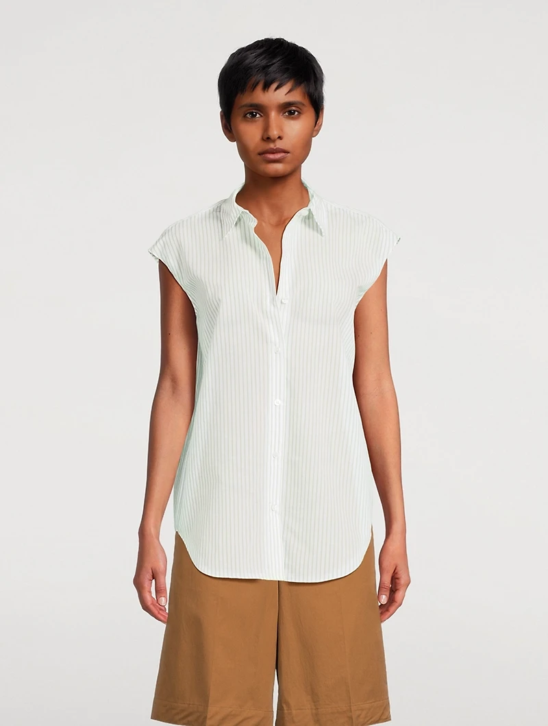 Sleeveless Shirt Stripe Print
