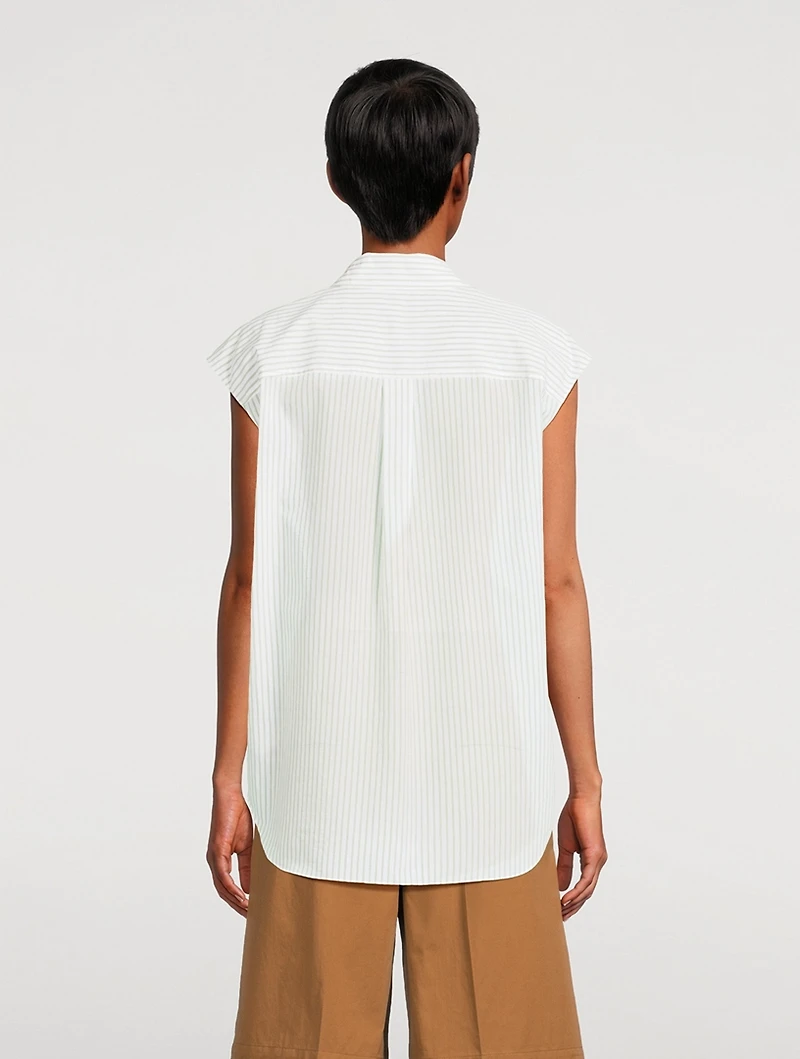Sleeveless Shirt Stripe Print