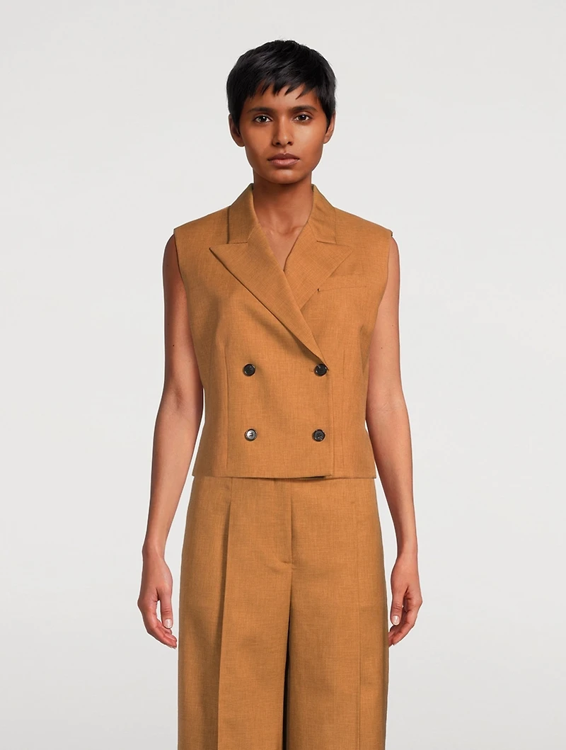 City Twill Double-Breasted Vest