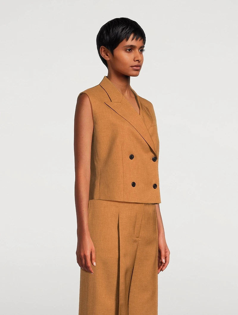 City Twill Double-Breasted Vest
