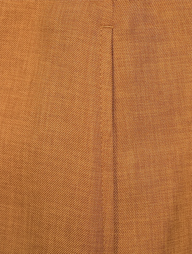 City Twill Pleated Wide-Leg Trousers