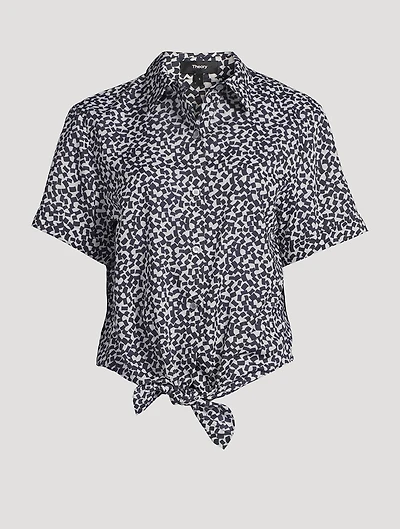 Printed Tie-Front Shirt