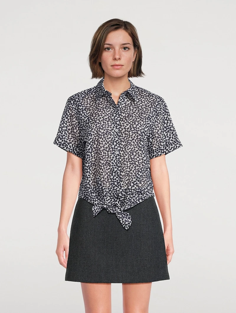 Printed Tie-Front Shirt