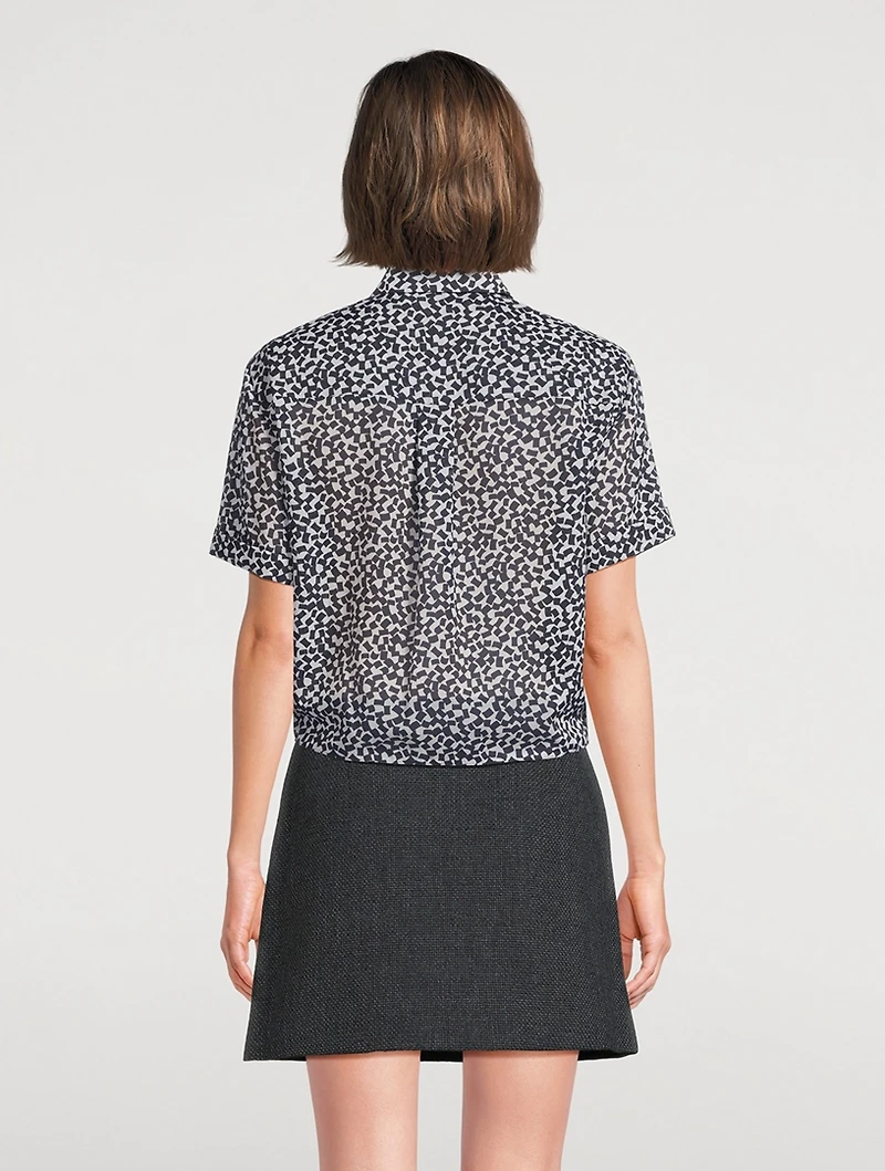 Printed Tie-Front Shirt