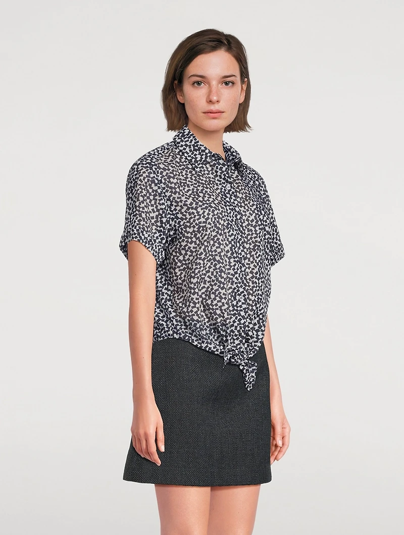 Printed Tie-Front Shirt